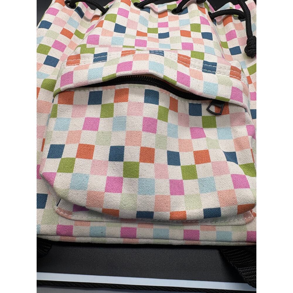 Vans Mini Backpack Pastel Checkerboard Canvas Drawstring Bag Multicolor Travel - Picture 10 of 11